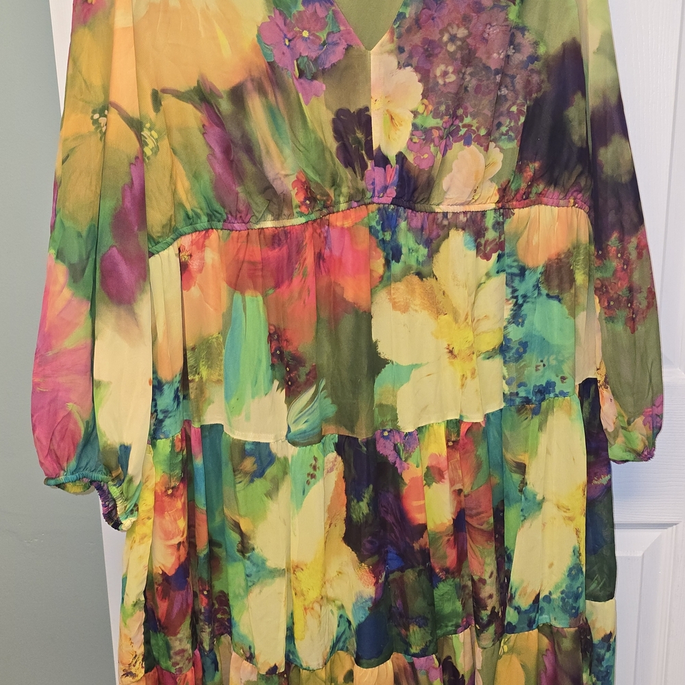 Vibrant Floral Tiered Maxi Dress — Multi-Color